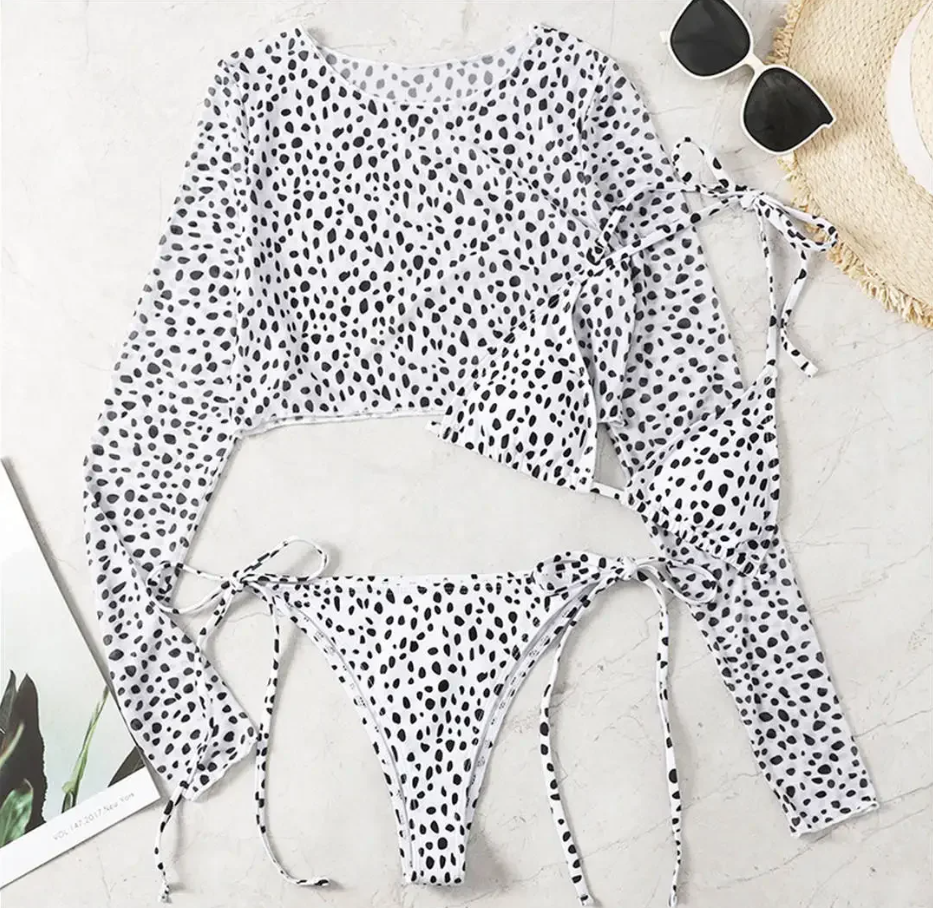 Goddess Cover-Up Long Sleeve - Women's Swimwear Three-Piece Bikini Set