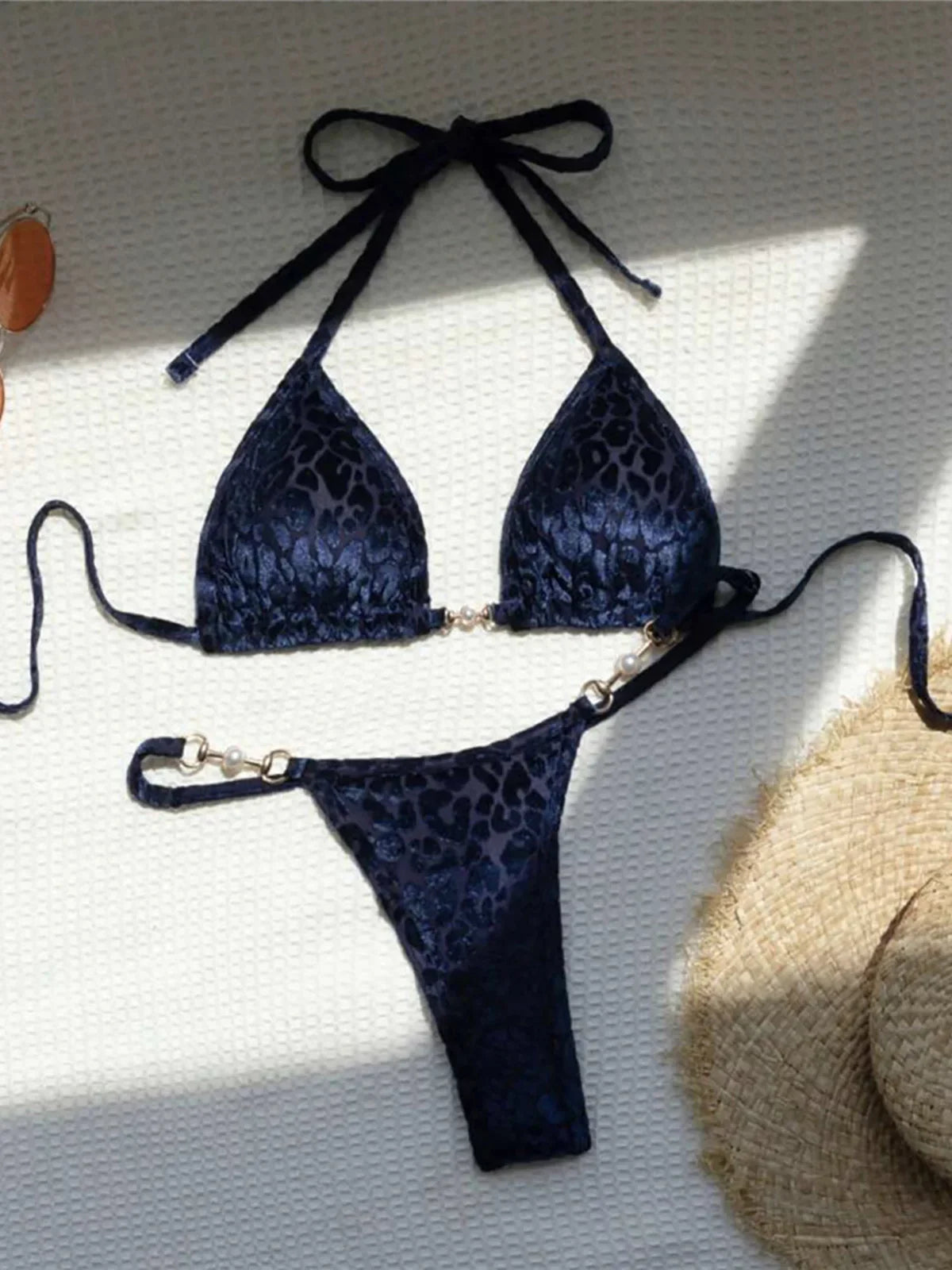 Wild Elegance Leopard Print Micro Bikini  - Women's Swimwear Bikini Set