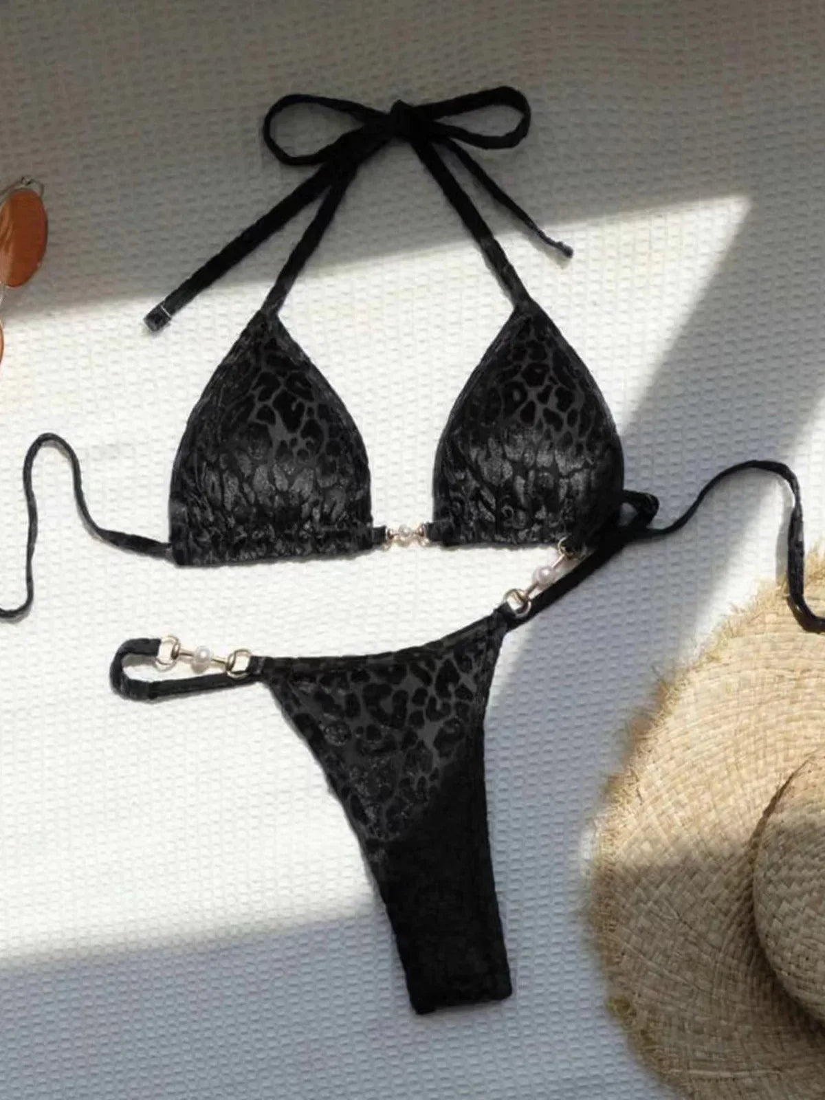 Wild Elegance Leopard Print Micro Bikini  - Women's Swimwear Bikini Set
