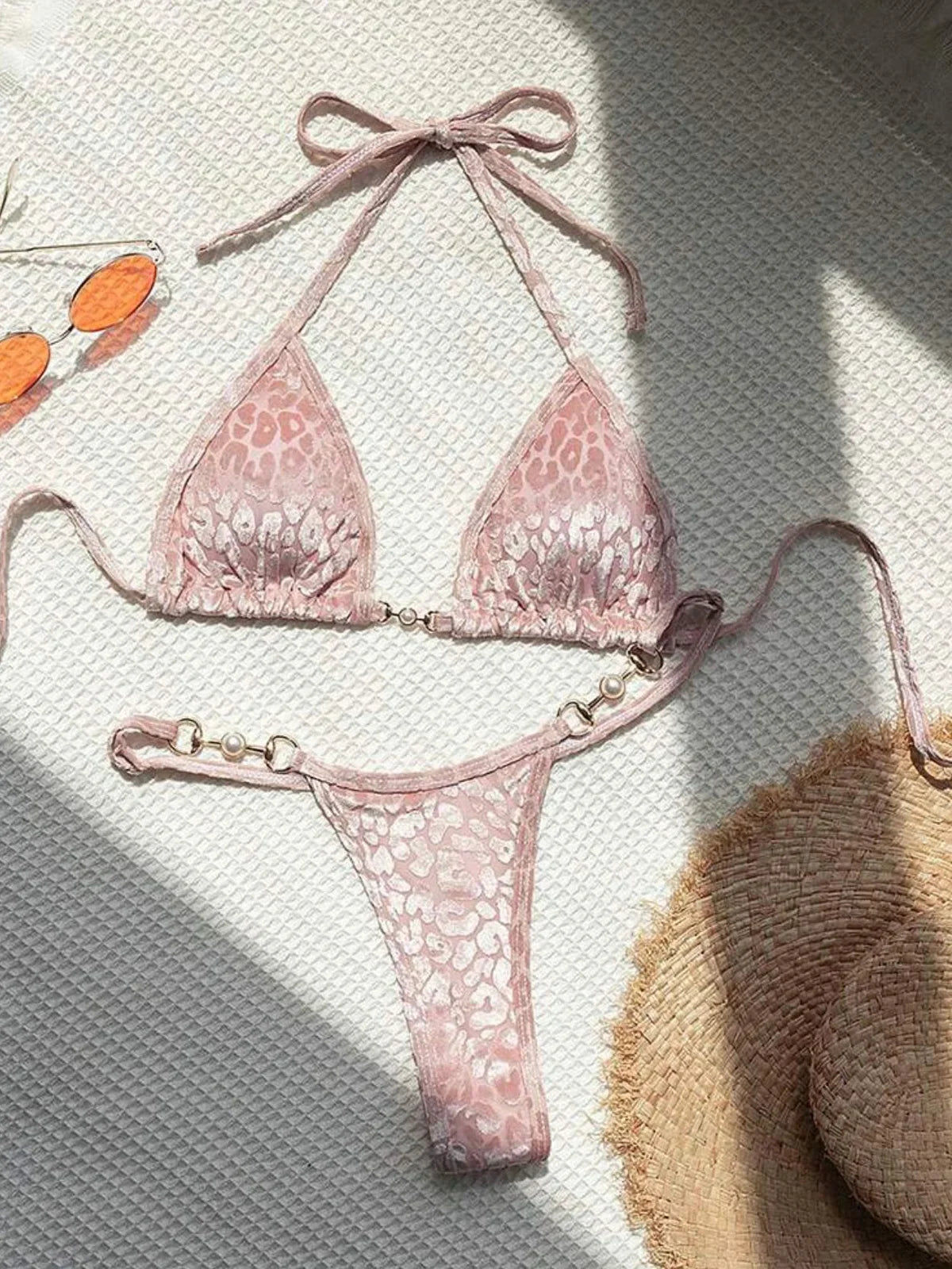 Wild Elegance Leopard Print Micro Bikini  - Women's Swimwear Bikini Set