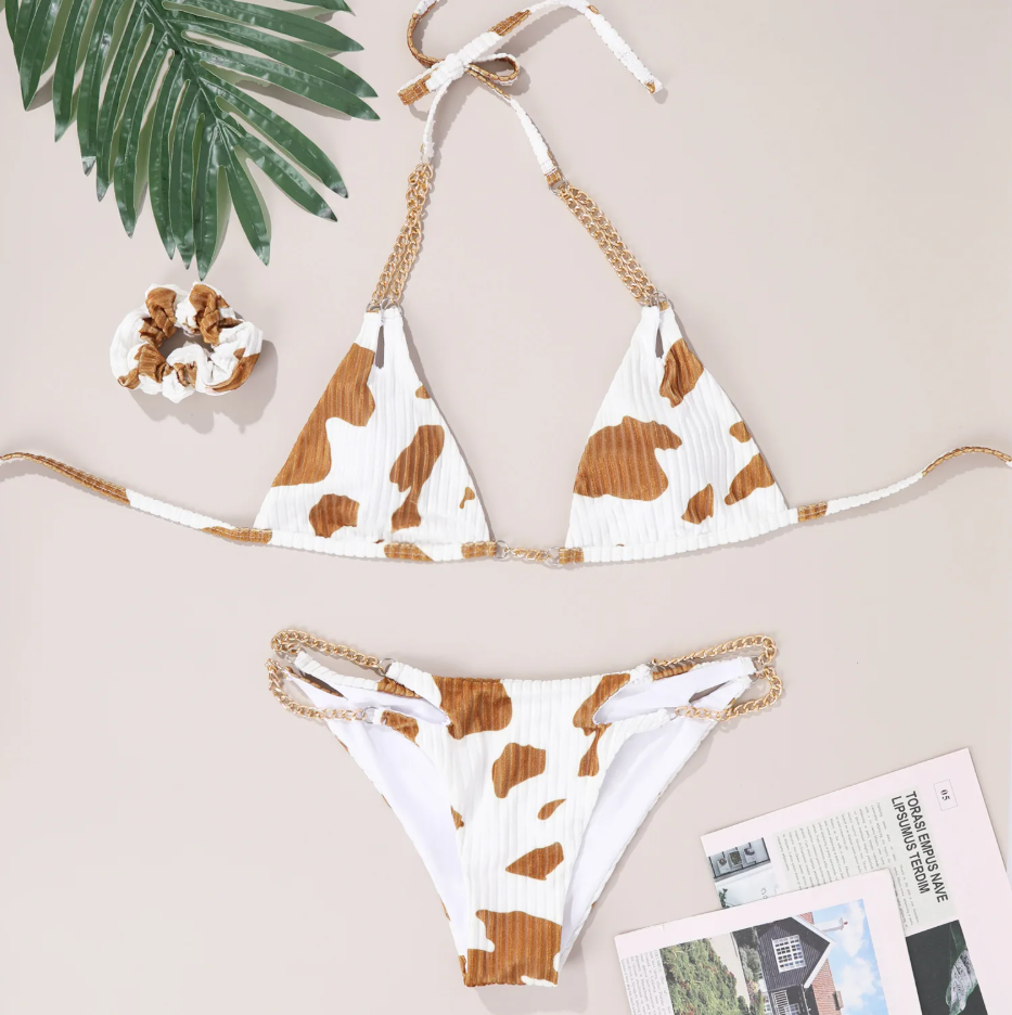 Cow Print Cutie Bikini - Women's Swimwear Bikini Set