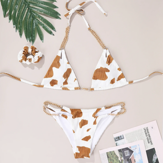 Cow Print Cutie Bikini - Women's Swimwear Bikini Set