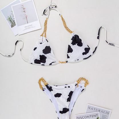 Cow Print Cutie Bikini - Women's Swimwear Bikini Set
