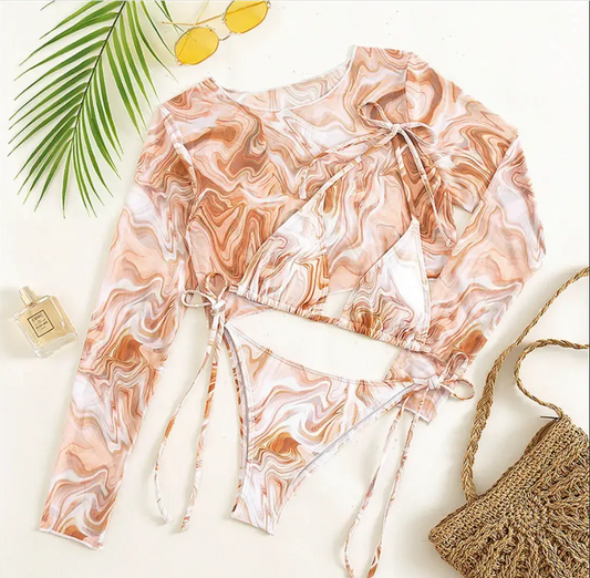 Goddess Cover-Up Long Sleeve  - Women's Swimwear Three-Piece Bikini Set