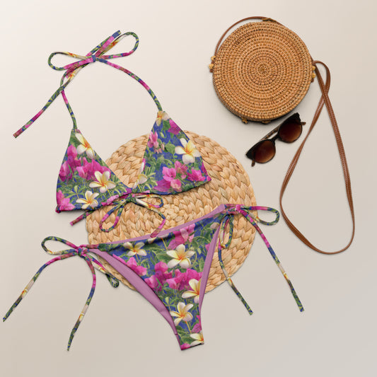 Tropical Paradise String Bikini - Women's Swimwear Recycled Bikini